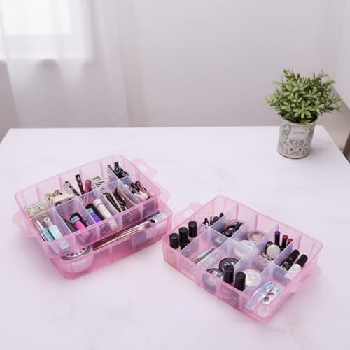 Guyuyii 3-Tier Stackable Bead Organizer - 30 Adjustable Compartments - Perfect Craft Storage Solution for Bead Organization, Jewelry Making and DIY Projects