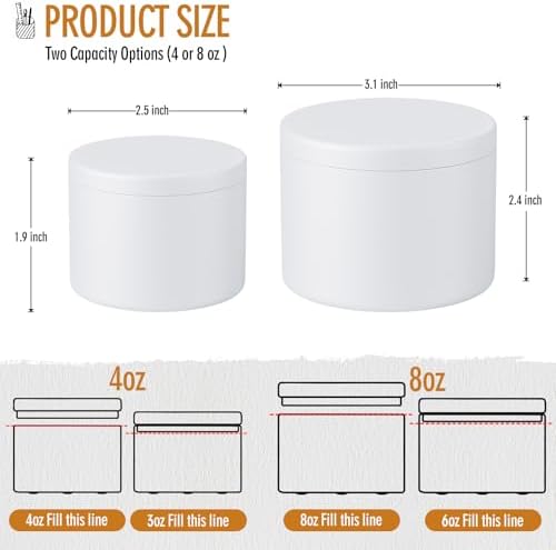 Empty Candles Tins 4 oz Candle Jars 24 pcs Candle Containers for Candle Making with Lid (White-4oz)