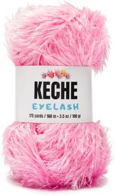 Eyelash Fun Fur Yarn - Premium Soft Crochet Yarn DIY Hand Knitting 100% Polyester 175 Yds 3.53 Oz - Pink
