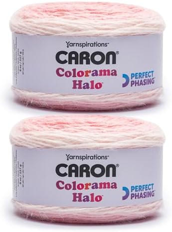 Caron Colorama Halo Cake Ombre Yarn for Crocheting, Rose Frost, 2-Pack