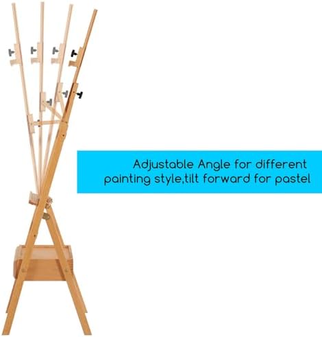MEEDEN Forward Tilt Studio H-Frame Easel with Art Supply Storage Drawer - Adjustable (58"~75") Solid Beech Wood Easel Stand for Artists, Students and Beginners, Holds Canvas Art up to 37"