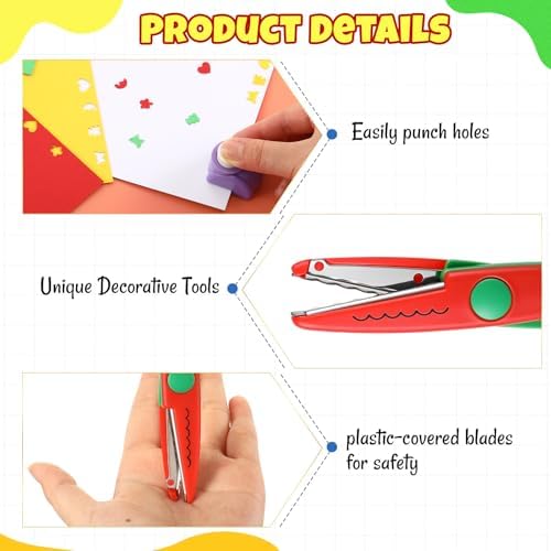 Watersay 74 Pcs Craft Scissors Decorative Edge Set Back to School Gifts