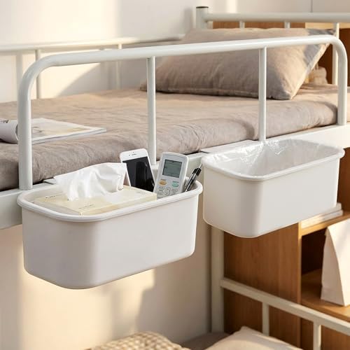 DEAYOU 3 Pack Hanging Cup Holders, Utility Rolling Cart Accessories, Hanging Storage Basket, Pencil Holder Makeup Organizers for Art Craft Supplies, Home, Kitchen, Office, White, 10.2''x5.5''x4.7''