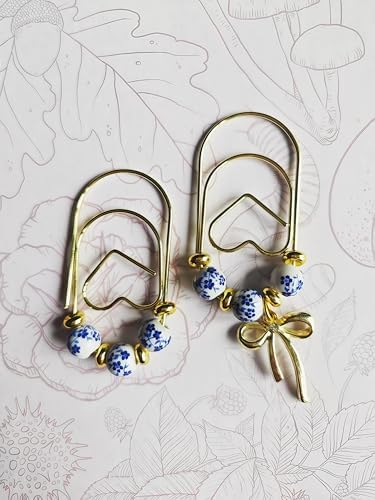 2 pcs Cute Planner Paper Clip Bookmarks, 2 Inches, Journal Notebook Charm Accessories, Page Saver Holder, Bookish Gift for Book Lover (Blue and White)