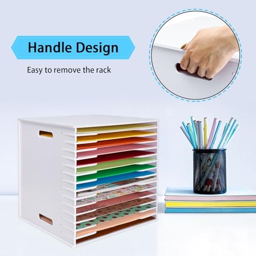 SANFURNEY 15 Slots Scrapbook Paper Organizer for Sizes 12" x 12"