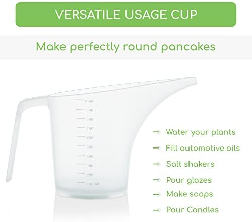 Funnel Pitcher for Soap Making, Large Capacity Easy Pour Container with Long Spout, Soap Making Supplies, Bakeware Mold, Candle, Microwave Safe, 4 Cups, 32 Ounces, 1000 ml - Set of 4