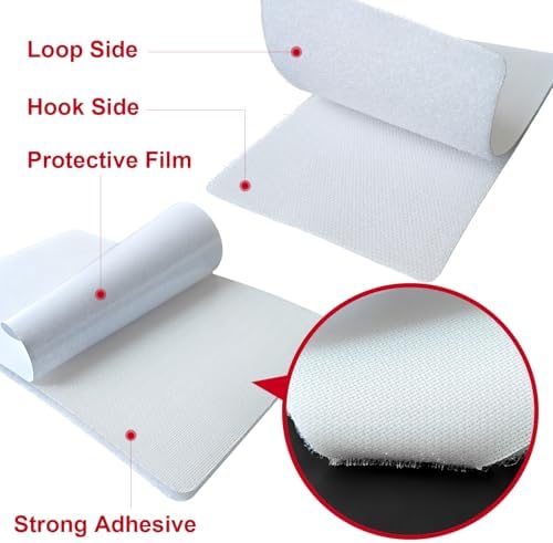 4x6 inch Hook and Loop Strips with Adhesive, Nylon Heavy Duty Hook and Loop Tape, Excellent Grip, Interlocking Tape,for Sewing, Crafting,DIY,Wall Adhesive Strips - 6 Sets White