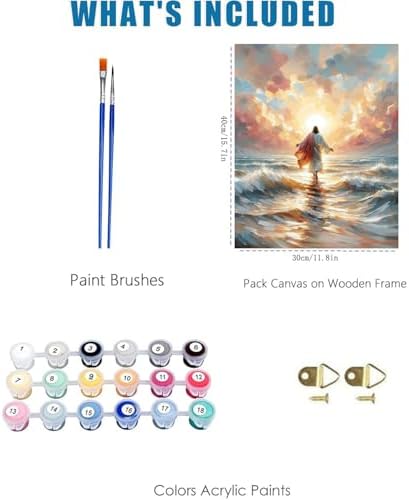 Jesus Paint by Numbers Kit for Adults Framed Canvas 12X16 in, Frameworkless