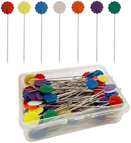 200Pcs Flat Head Sewing pins, Straight Pins with Flower Colored Heads, 2.16inch Quilting Pin for Sewing Supplies,Dressmaker, Craft, Fabric, DIY, Sewing Projects and Jewelry Decoration
