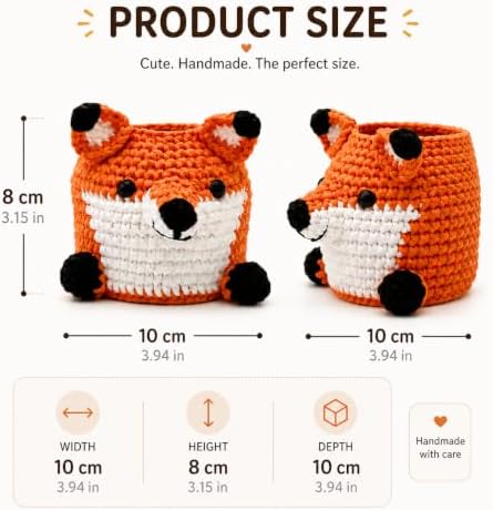 LOOPPET Crochet Kit for Beginners Adults - Cute Fox Pen Holder Desk Organizer, Beginner Friendly DIY Crochet Kit with Custom Easy Yarn, Video Tutorials & Step-by-Step Manual, Gift for Craft Lovers
