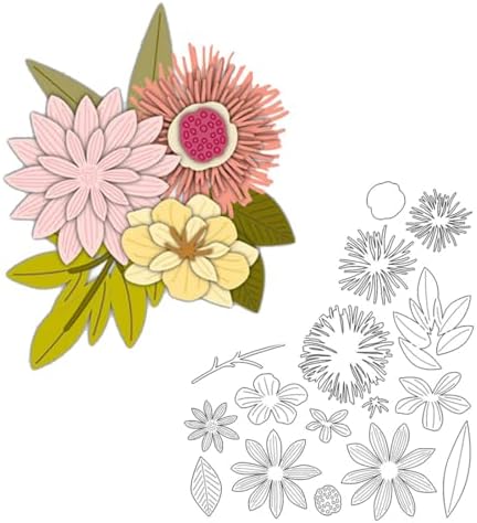 Scrapbooking Die-Cuts, Layer Frame Net Set Metal Cutting Dies for Card Making, Paper Craft Template, Background Embossing Stencils, DIY Album Décor (Flower Set E-14.7x18.3cm)
