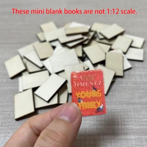 50 PCS Blank Mini Books, Tiny Wooden Book for Miniature Bookshelf, Miniature Books for Crafts, Miniature Dollhouse Accessories, Creating Your Own Mini Bookish Projects