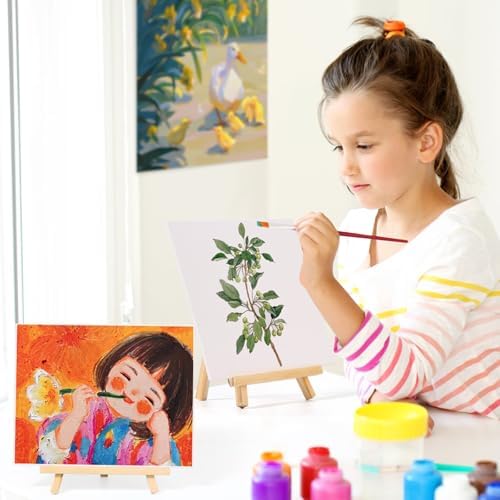 Canvas Painting Party Kit for Adults, 24 Pack 8 x 10 Inch Canvas Boards and Wooden Easels Stands for Group Painting Sip and Paint Night