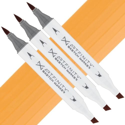 Artfinity Sketch Markers - Set of 3 - Suntan E2-3, Vibrant, Professional, Dye-Based Alcohol Markers for Artists, Drawing, Travel, & More