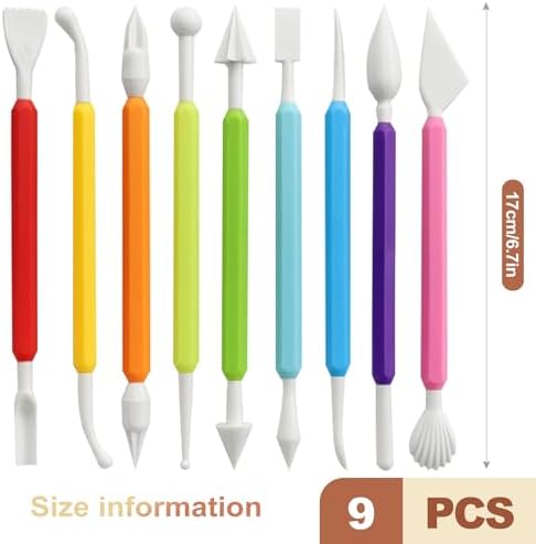 QivaZira 9 Pcs Clay Sculpting Tools Double Head Pottery Modeling Carving Tool Kit for Air Dry Clay Polymer Clay Tools for Adults DIY Crafts Ceramic Wax Sculpting Supplies Assorted Colors