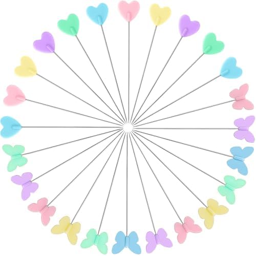 Elisel 200 pcs Multicolor Straight Pins Straight Quilting Pins Craft Positioning Pins Fixed Sewing Marker Needle for Crafting Dressmaker and Other Crafts Making (Love Hearts and Butterflies)