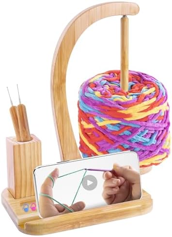 FOGWOWO Yarn Holder for Crocheting,Crochet Gifts,with Storage & Phone Stand