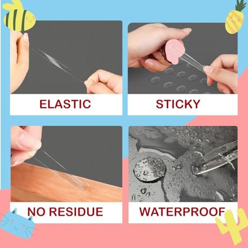 D-NYX Double Sided Tape Sticky Dot Removable Putty No Trace Clear Sticky Tack Waterproof Stickers for Festival Decoration Picture Hanging Museum Wax Gel, Earthquake Putty Hanging Strips Mounting Dots