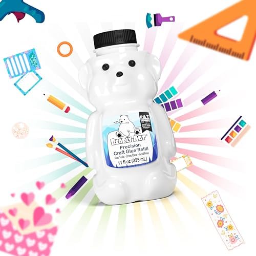 Bearly Art Precision Craft Glue Refill 11 fl oz Archival Dries Clear | Acid Neutral Archival Safe, Dries Clear, Freeze stable, Wrinkle & Crack Resistant, Strong Flexible Hold Formula, Made in USA