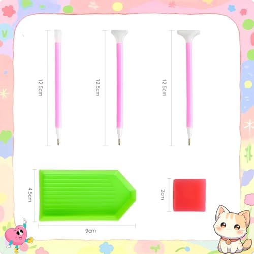 YimeBand 36PCS Diamond Painting Tools Includes 12 Drill Pens(3 Types Diamonds Sticky Pen), 12 Trays and 12 Wax Pads Diamonds Painting Kits for Kids Adults DIY Paintings Crafts