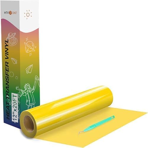 HTVRONT Heat Transfer Vinyl Yellow HTV Rolls, 12" x 20ft