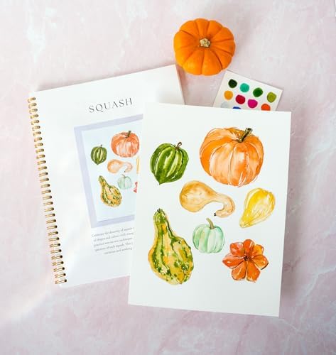 Fall Watercolor Workbook for Beginners – Pre-Outlined Autumn Designs on 300gsm Cold Press Paper, Step-by-Step Instructions & Online Videos – Spiral Bound DIY Art Book for Adults & Teens
