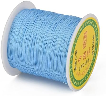 150 Yards 0.5mm Braided Nylon Thread Chinese Knotting Cord Bracelet Beading String Macrame Cord Rope for Necklace Bracelet Jewelry Craft Making, Light Sky Blue