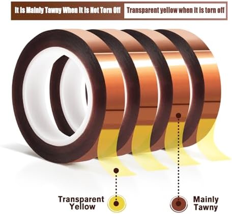 MEBMIK 4 Rolls 10mm x16m(52FT) Heat Tape High Temperature Heat Resistant Tape Heat Transfer Tape for Heat Sublimation Press Vinyl,No Residue