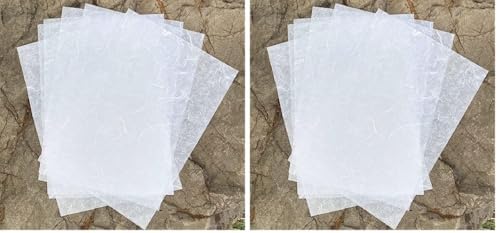 A4 Mulberry Paper 50 Sheets, Natural Fiber Mulberry Paper for Card Making, Watercolor, Calligraphy, Origami, Scrapbooking, Bookbinding & DIY Crafts (White Color, A4) (Pack of 2)