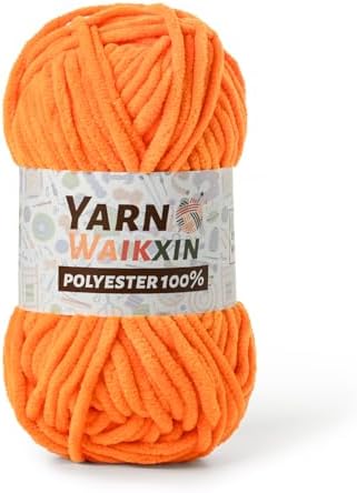 Orange Soft Chenille Yarn for Crocheting, Fluffy Chunky Crochet Yarn for Baby Blanket, (3.52oz/131yds) Fuzzy Velvet Yarn for Amigurumi&DIY Puzzle、Crafts、Scarf