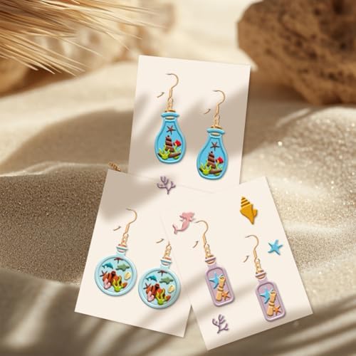 16Pcs Glass Bottle Polymer Clay Cutters Drift Bottle Ocean World Clay Earrings Cutters Polymer Jewelry Cutter for Earrings Making Birthday Party DIY Supplies