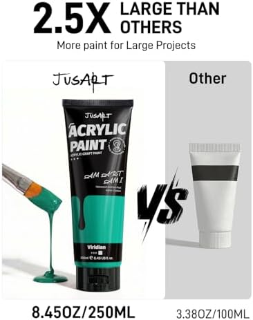 JusArt Green Acrylic Paint, 8.45oz/250ml Large Tube, Heavy Body