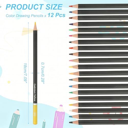 PATIKIL Colored Pencils, Yellow Color Drawing Pencils with Oil-Based Cores Art Scrapbook Supplies for Adult Coloring Books Artists Beginners Drawing Sketching, 12 Pcs