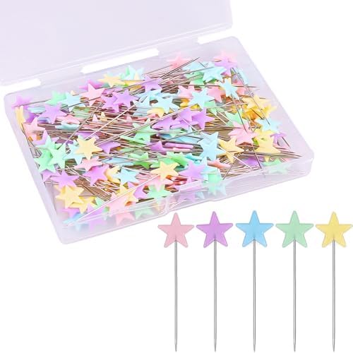 Elisel 200 pcs Multicolor Straight Pins Straight Quilting Pins Craft Positioning Pins Fixed Sewing Marker Needle for Crafting Dressmaker and Other Crafts Making (Pentagram)