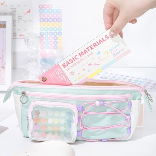 Prstincol Cute Sticker Book，30 Sheets Glitter Aesthetic Decorative Stickers for Scrapbooking,Stars Heart Letter Glitter Self-Adhesive Stickers for Photocards, Journal,Scrapbook（Indie Style）