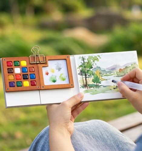 Mini Watercolor Paint Set, All-in-One 12-Color Travel Watercolor Set