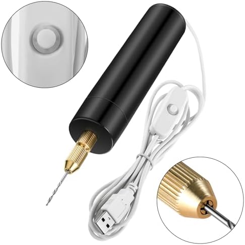 Lanties 312 Pcs Electric Resin Drill Set for Casting Resin Molds | 300 Gold Silver Eye Screws, 10 Twist Drills Bits (0.8 to 1.2mm), Electric Drill with Wrench Hex Pin Vise for DIY Craft Making