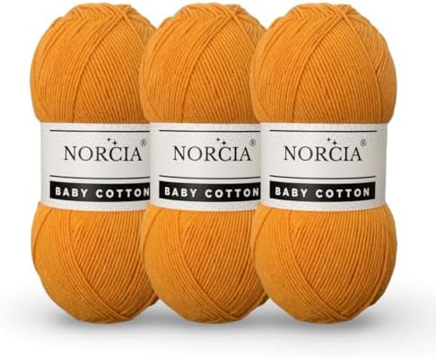 Baby Cotton, 55% Cotton 45% Acrylic Yarn, Fine/Sport (2) for Crochet and Knitting, Soft Amigurumi Yarn, 100 gr (361 yds)