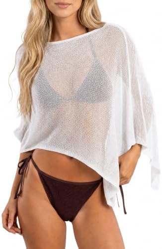 Womens Sheer Knit Poncho Top Lightweight Beach Cover up