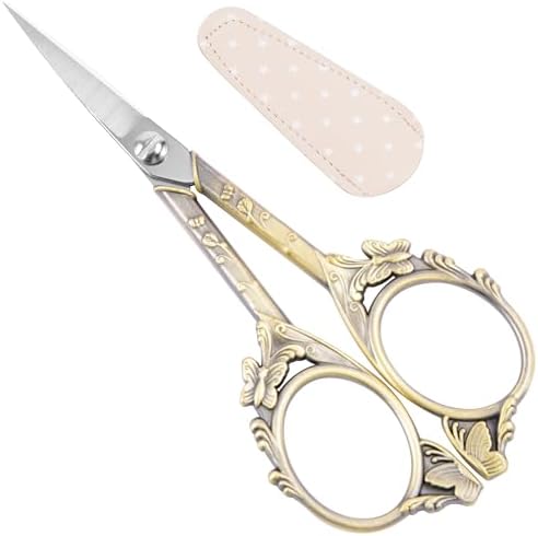Crochet Scissors with Cover – Antique Bronze Vintage Small Embroidery Scissors, Sharp Craft Scissors for Yarn Thread Sewing Needlework, Cute Butterfly Design Gift for Crocheter Quilter, 4.6 Inch