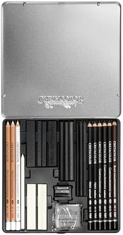 Cretacolor Skull Edition Black & White Drawing Tin Set, Set of 25