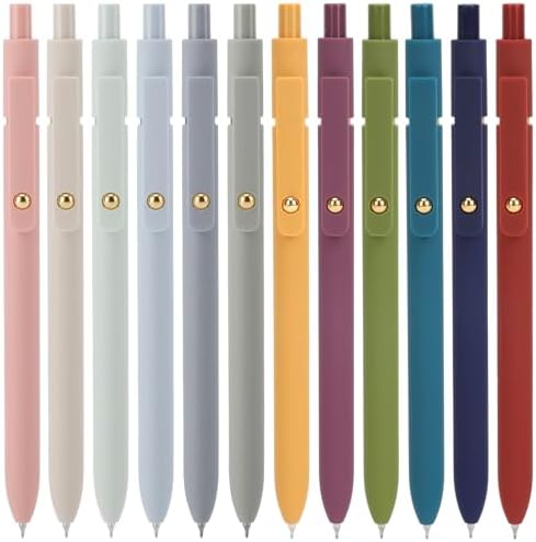 Ddaowanx Gel Pens Set,12 Pcs 0.5mm Retractable Quick Dry Black Ink Pens | Fine Point Smooth Writing Pens for Nurses and Teachers,Cute Desk Accessories Office&School Supplies,Gifts for Women