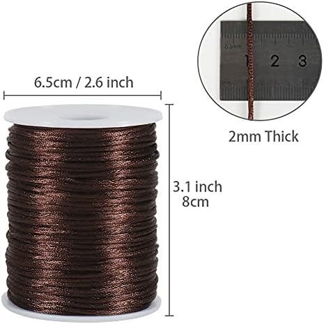 Tenn Well 295ft 2mm Satin Cord Brown Nylon for Macrame Bracelets