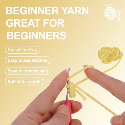 Duck Crochet Kit for Beginners Adults & Kids, Amigurumi Learn to Crochet Starter Kit with 4K Step-by-Step Video Tutorials, Includes Pre-Started Yarn, Crochet Hooks & Accessories - Yellow Duck