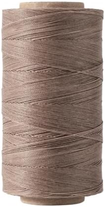 Round Waxed Thread, 600 Yards, 0.45mm, Taupe, Thin Bonded Polyester Wax Cord String for Leather Sewing, Upholstery, Bookbinding, Micro Knotting, Bracelet and Macrame Jewelry Making