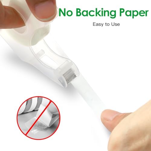 LOCKLOCK Double Sided Tape Light Duty, 8 Pack, 1/2 x 300 inches, Narrow Double Stick Tape for Crafts, Arts Projects, Gift Wrapping, Alternative to Scrapbook Tape, Office and School Supplies.