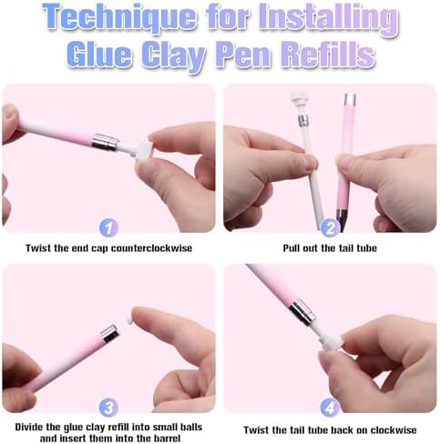 ZYNERY Diamond Art Pen, Diamond Painting Pens Refillable, Glue Clay Pens for Rhinestones, Gem Art Rhinestone Picker Tool for 5D Gem Painting Includes 6 Glue Clay Refills (Pink-White)
