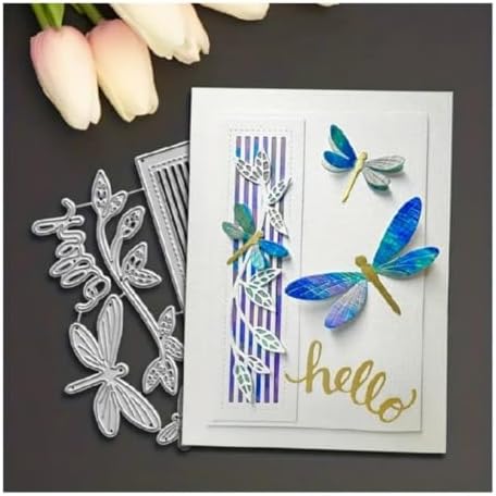 Cutting Dies Metal Stencils Scrapbooking Tools DIY Embossing Template for Paper Card Making Album Arts Crafts Supplies (Dragonfly and Branches-12.8x9.1cm)