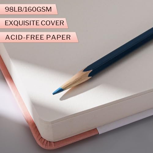 5" × 5" Pocket Sketchbook, 80 Sheets, 160gsm Small Sketch Book, Pink