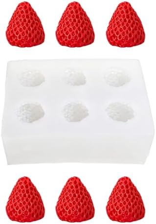 6 Cavity Strawberry Silicone Mold – Silicone Fruit Mold for Chocolate, Fondant, Candle, Resin & Cake Decor, 3D Strawberry DIY Baking Tool for Parties & Gifts